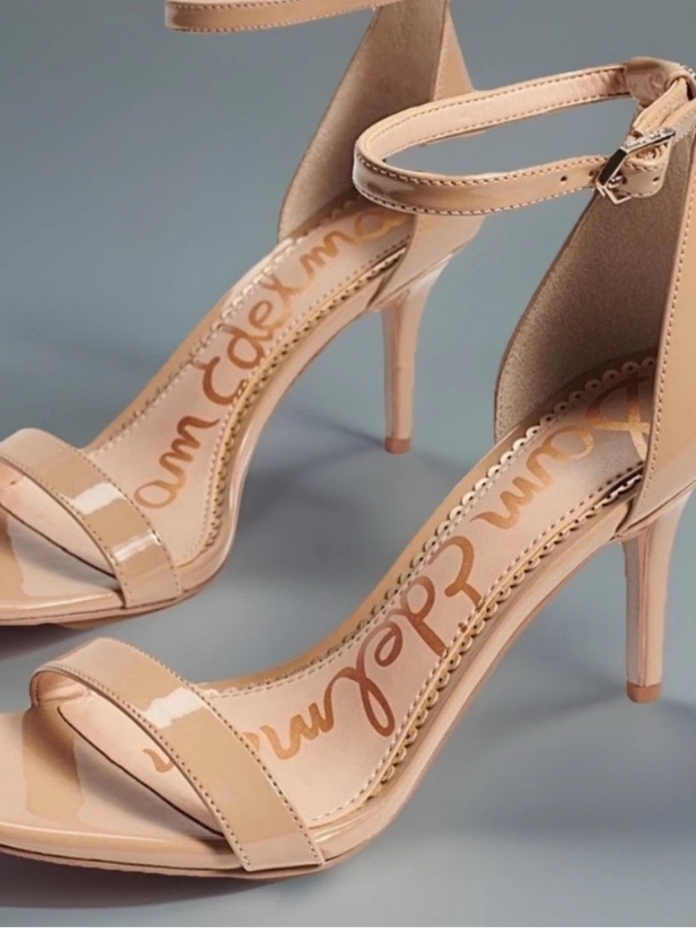 Sam Edelman Patti Nude Patent Ankle-Strap Heels